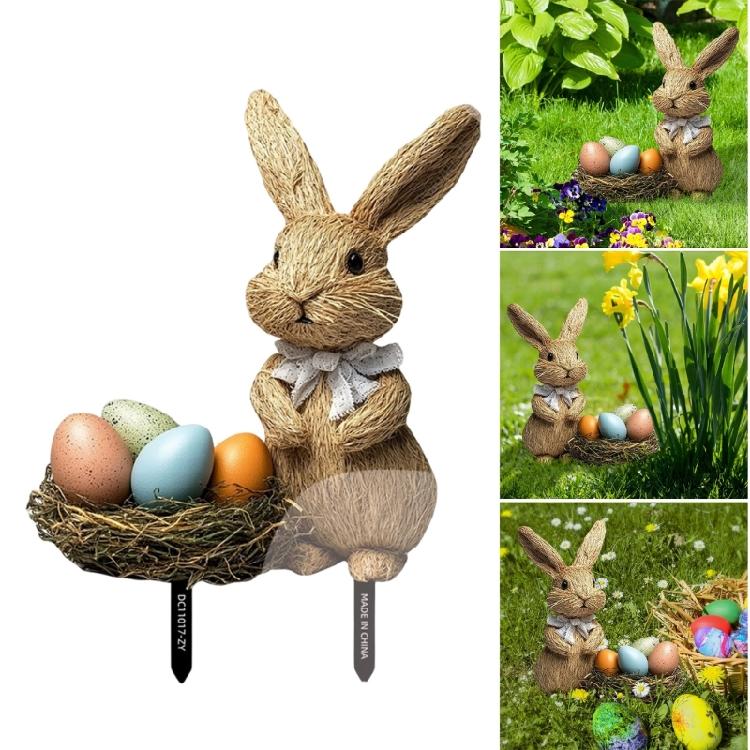 Outdoor Garden Stake Rabbit and Eggs Lawn Sign for Easters and Seasonal Event Elegant Spring Party Yard Decoration
