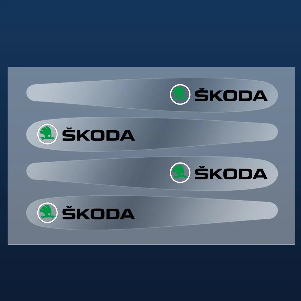 HLLQ9 Car Door Handle Scratches Protective Transparent Sticker For Skoda Kodiaq Fabia Kamiq Karoq Octavia 3 A5 A7 Rapid Scala Kami