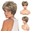 Женский многослойный парик с челкой, короткие светлые коричневые льняные парики для женщин, синтетические волосы, повседневный парик для косплея, парик из термостойкого волокна