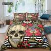 Комплекты постельного белья Sugar Skull King Beauty Kiss Skull, пододеяльник, комплект постельного белья Bohemian Print, черное постельное белье Queen Size