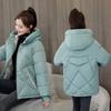 Winter Women's New Cotton Women's Short Loose Hooded Thickened Printed Down Jacket