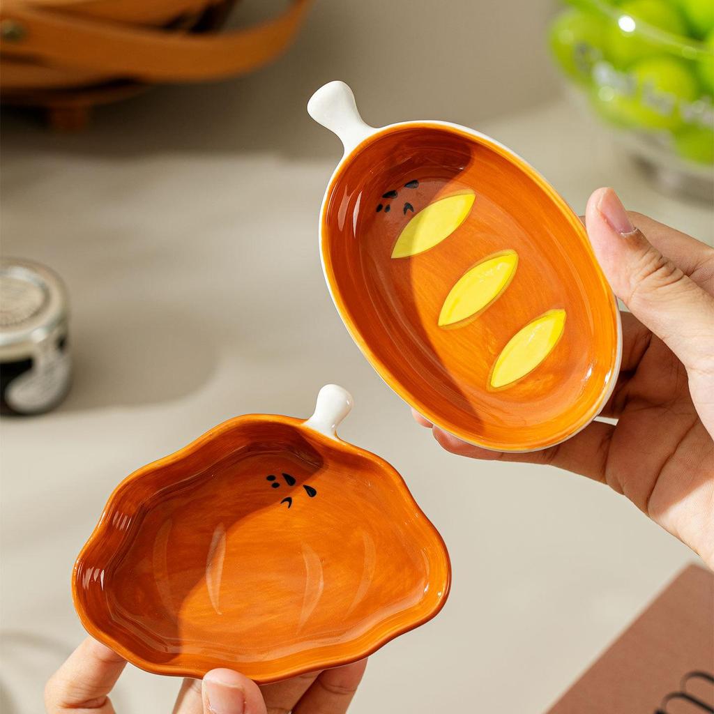 Милая керамическая тарелка для соуса в форме хлеба, мультяшная тарелка для приправ со смайликом, креативный кухонный набор посуды для соусов и закусок.