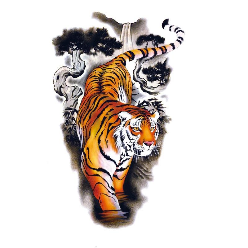 Наклейка на татуировку лиса лев тигр цветной цветок рука водонепроницаемая переводная татуировка наклейка имитация татуировки наклейка