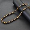 Fashion Men Natural Coconut Husk Beads Necklace 18 Inches Short Collar Volcanic Rock Tiger Eyes Stone Colar Jewelry Gift For Him