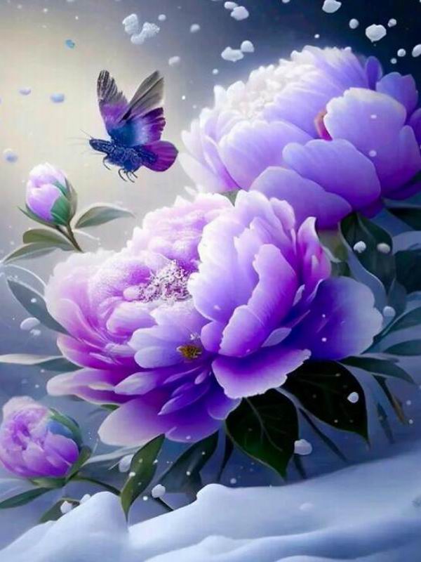Алмазная картина, новая коллекция 2024, зимняя Пион-бабочка, сделай сам, полная вышивка стразами, цветочная мозаика, наборы для вышивки крестом, Настенный декор
