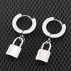 Lock Pendant Clip Earrings Geometric Fashion Jewelry Elegant Hoop Earrings  Unisex
