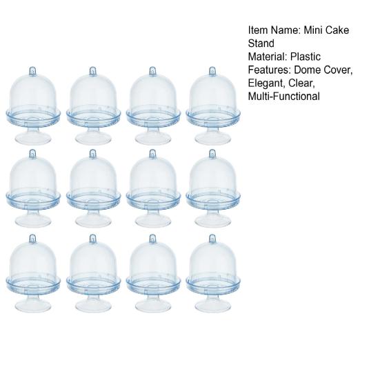 Мини-подставка для торта из пластика с купольной крышкой, прозрачная подставка для десертов и кексов, тарелка для шоколадных конфет, для дня рождения, праздника, детского душа, чаепития