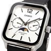 CASIO Стандартные Аналоговые Мужские Часы с Фазами Луны MTP-M305L-7AV Черный Кожаный Ремешок Серебристый Зарубежная Модель