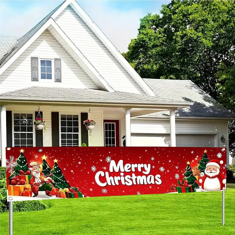 Holiday Merry Christmas Christmas Yard Flag Banner, Outdoor Garden Fence Decoration