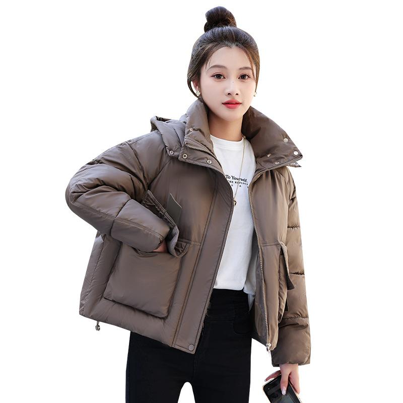 2025 New Down Cotton Jacket Women's Fashion Hooded Short Cotton Jacket Loose Winter Korean Cotton Jacket Thickened Bread Jacket