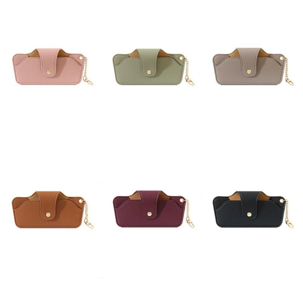 with Bag Pendant Leather Glasses Case Solid Color Eyewear Protector  Sun Glasses