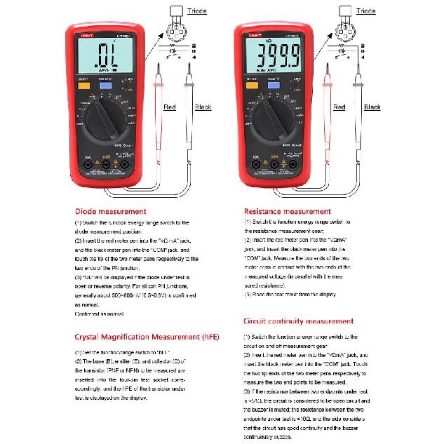 UNI-T UT136B+ Digital Multimeter Large LCD Dual Display 1000V 10A AC DC Voltmeter Current Test Meter UT136C+
