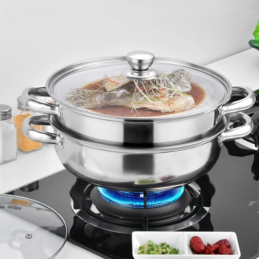 Посуда для приготовления на пару рыбы/супа/хот-пота, крышка из закаленного стекла, пароварки, пельмени