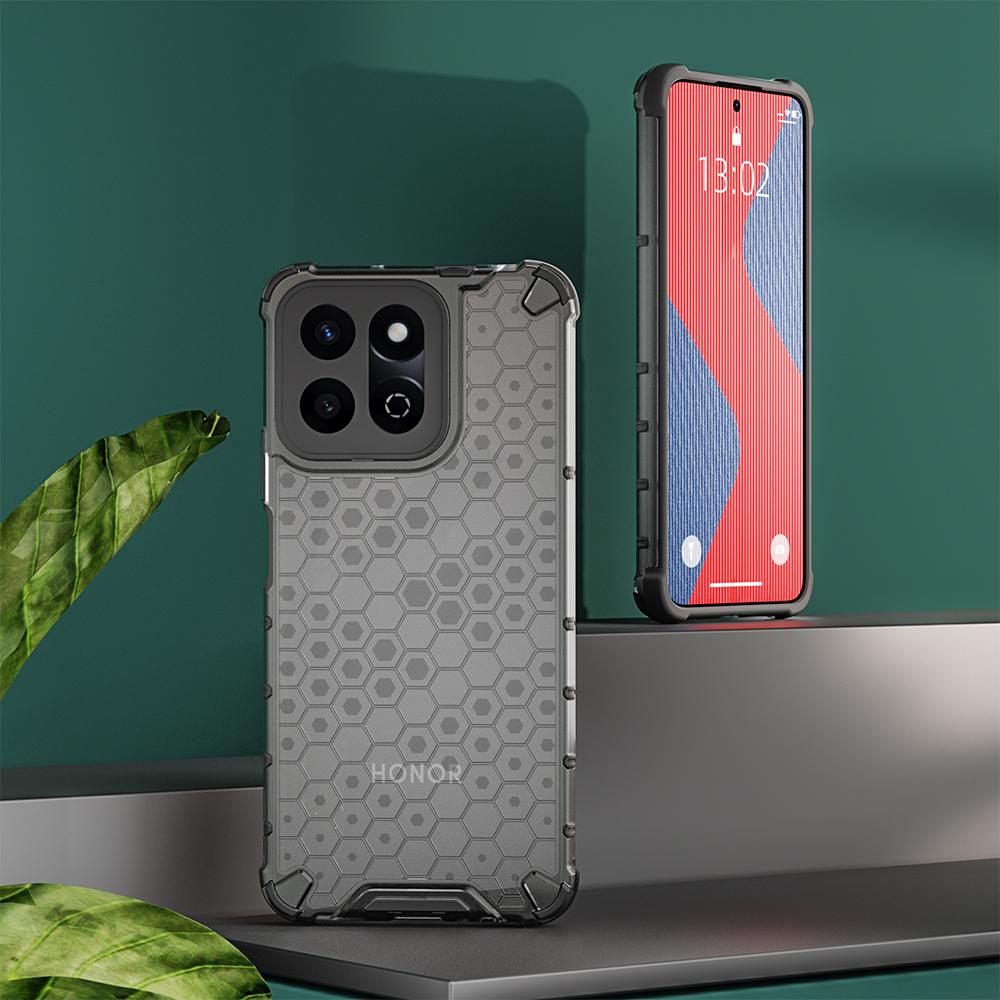 KEYSION Противоударный бронированный чехол для HONOR X7c Мягкий силиконовый + ПК Прозрачный сотовый чехол для телефона Huawei Honor 200 Smart 5G