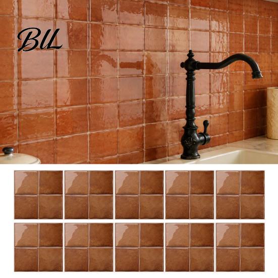 Bathroom Wall Protection Film Square Checkered Tiles Stickers, Self Adhesive Retro PET Panels, Removable DIY Home Decor Wallpaper Easy Peel And Stick
