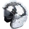 Disco Ball Helmet With Retractable Visor Silver