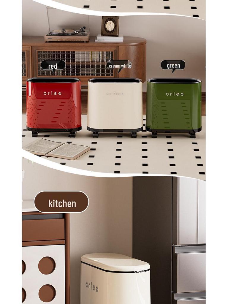 Красное овальное мусорное ведро нажимного типа с крышкой для ванной комнаты и гостиной