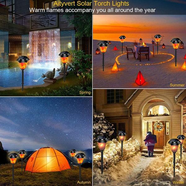 4/2/1 упаковка Солнечные фонари с мерцающим пламенем Солнечные фонари с пламенем Наружные солнечные фонари с IP65 Водонепроницаемые солнечные фонари с пламенем