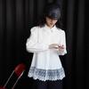 2025 Spring French White Lace Patchwork Shirt - Korean Style Retro Slimming Loose Long-Sleeved Women's Top