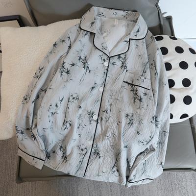 Повседневная осенняя женская пижама из двух предметов, симпатичные топы и штаны с V-образным вырезом, пижамный костюм для женщин с длинным рукавом, ночная рубашка для женщин