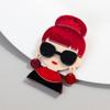 New 6-Color Cute Sunglasses Girl Acrylic Brooches for Women Aesthetic Cartoon Brooch Badge Lapel Pin Jewelry Cutsome Accessories