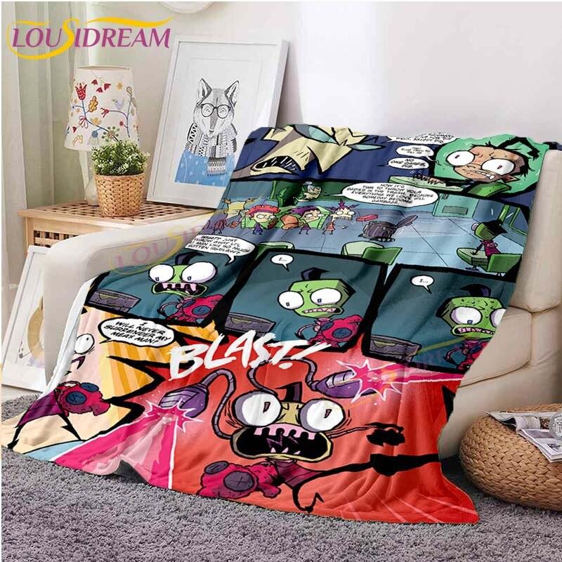 Одеяло Invader ZIM, классическое одеяло с принтом инопланетянина, фланелевое одеяло с мультяшным принтом для кровати, дивана, офиса, детское одеяло, подарки