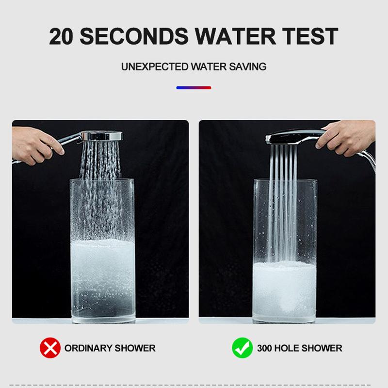 300 Holes High Pressure Shower Head Water Saving Flow With Chrome ABS Rain Spray Nozzle Bathroom Accessories