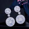 WWJ Top Quality Stunning Zircon Micro Pave Bridal Big Round Drop Earrings