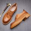 Men'S Youth Autumn Retro Low-Top Casual Leather Shoes Men'S Inner Height Increase Leather Dress British Lace-Up Men'S Shoes