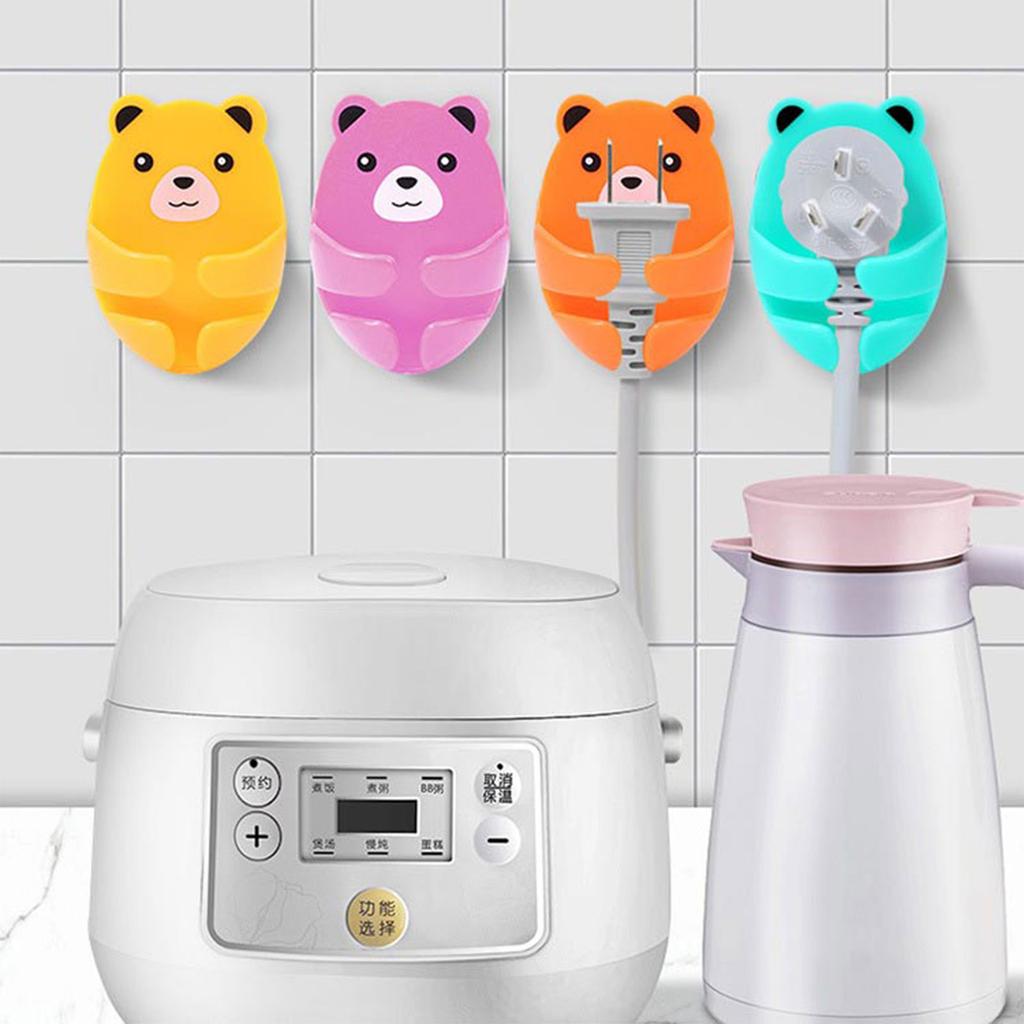 Wall Plug Hook Adhesive Storage Hooks 4Pcs Wall Mounted Plug Holder Plug Hook Holder