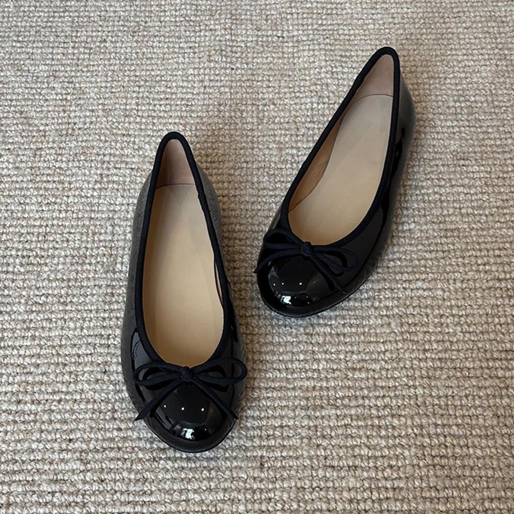 Кожаные ретро туфли-балетки с бантом, в стиле нежного ветра, французские серебристые с круглым носком, на плоской подошве, с неглубоким вырезом, одинарные туфли, мягкая подошва, туфли для бабушек