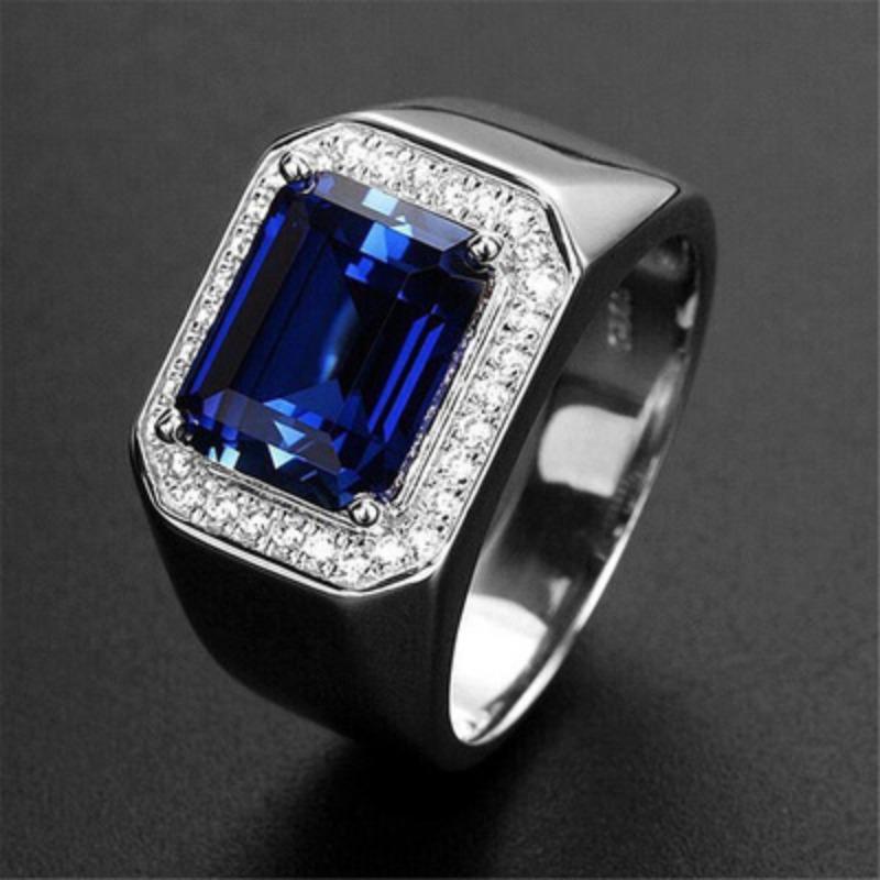 S925 Silver Ring Couple Ring Women's Diamond Ring Zircon Open Wedding Ring Domineering Men's Ring