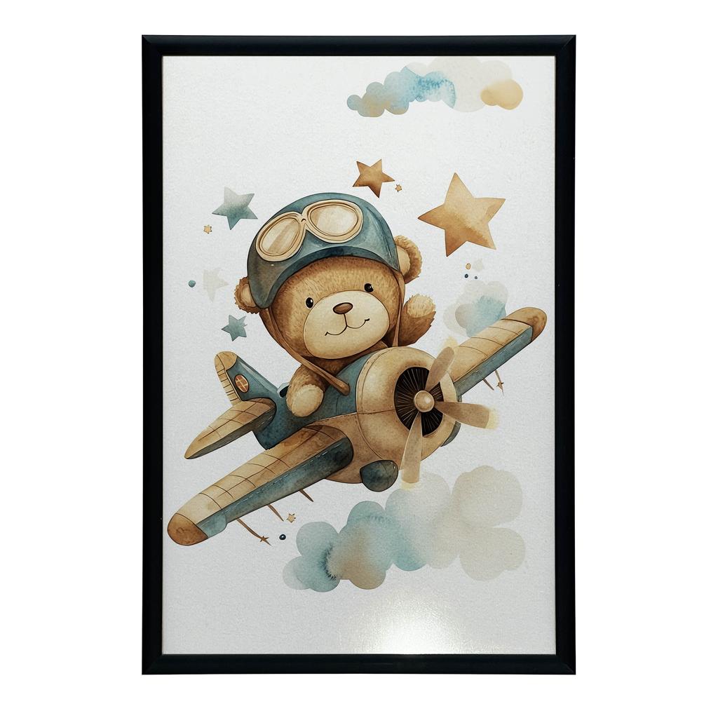 Flying Bear Pilot Poster Flying Bear Pilot Poster, 40X50 Cm, Gold Aluminum Frame, 230 Gsm Matte Paper