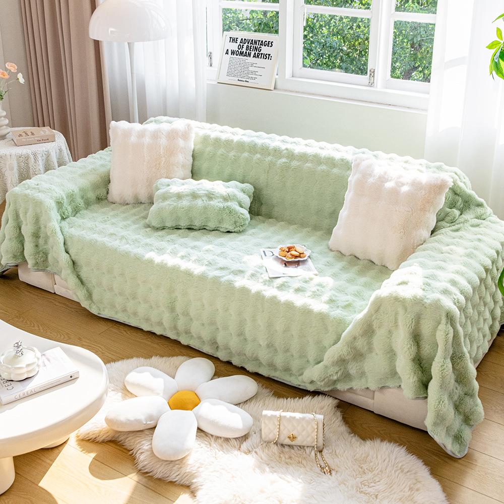 Бархатная ткань для дивана с кроликом, зимний плюшевый противоскользящий чехол для дивана, новое одеяло для подушки с кошачьими царапинами.