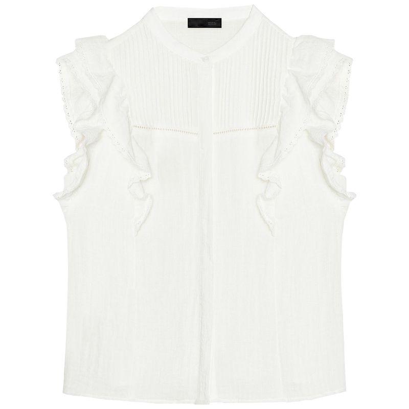 Zaprha 2025 Новинка Французский Западный Стиль Молодежный Вертикальное Кружево Ламинированная Отделка Майка без Рукавов для Женщин 2157042