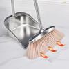 Stainless Steel Broom Dustpan Set Plastic Upright Broom Dustpans with Long Handle Heavy Duty Dustpan Broom Combo Set Portable