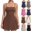 Women's Loose Casual Solid Color Dress With Chest Cushion, Beautiful Back Strap, Yoga Tennis Skirt, Dress