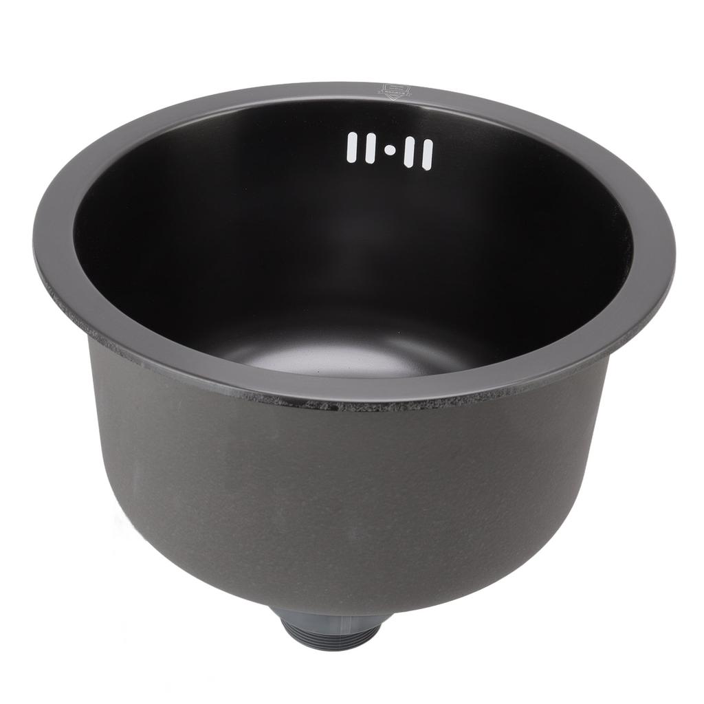 Mini Round Kitchen Sink Bar Stainless Steel Basin Single Bowl with Drain Accessories for Home Black