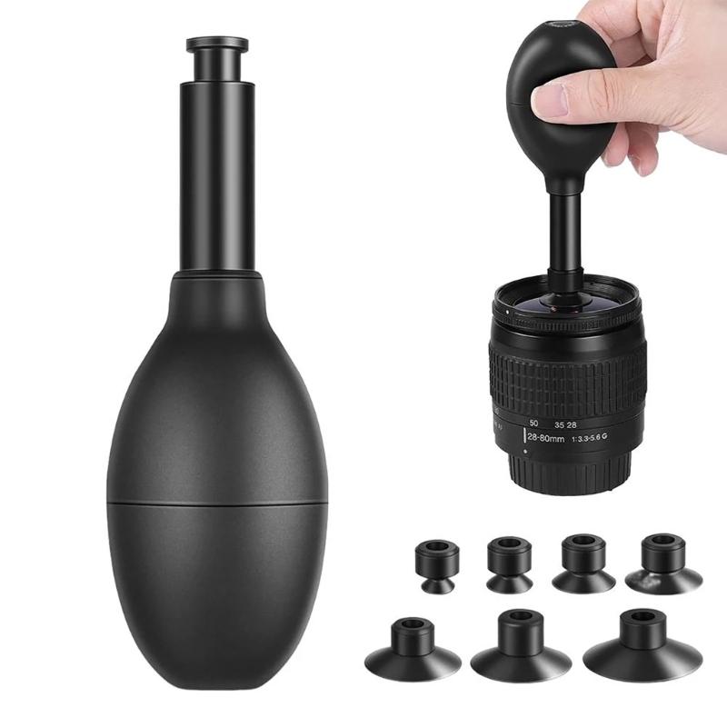 Camera Lens Puller Extended Anti-static Vacuum Suction Pen with 7 Interchangeable Suction Cups for Lens Repair