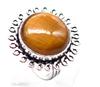 Tiger Eye Natural Gemstone Antique Silver Plated Ring US Size-6.5 R 5261
