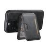 For iPhone 16 Pro Magnetic Case Cowhide Texture Leather Back Cover with Card Bag Kickstand