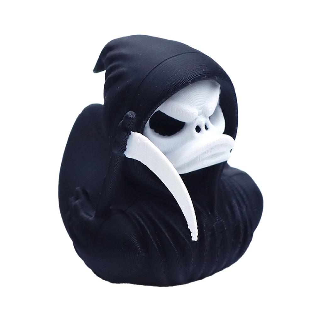 Grim Reaper Duck Figurine Spooky Collectible Duck Sculpture Halloween Ducks Decor for Desktop Home Office Halloween Decor