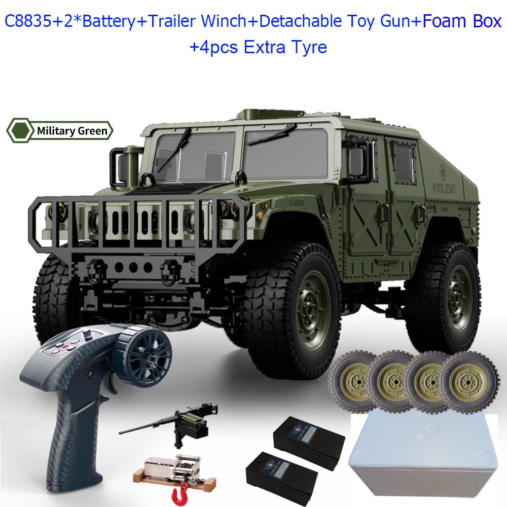 ABAH1 C8835 1:14 RC Car 2.4G Remote Control Car 4WD Off-road Climbing Simulation All-terrain RC Crawler Military Jeep JJRC RC Toys