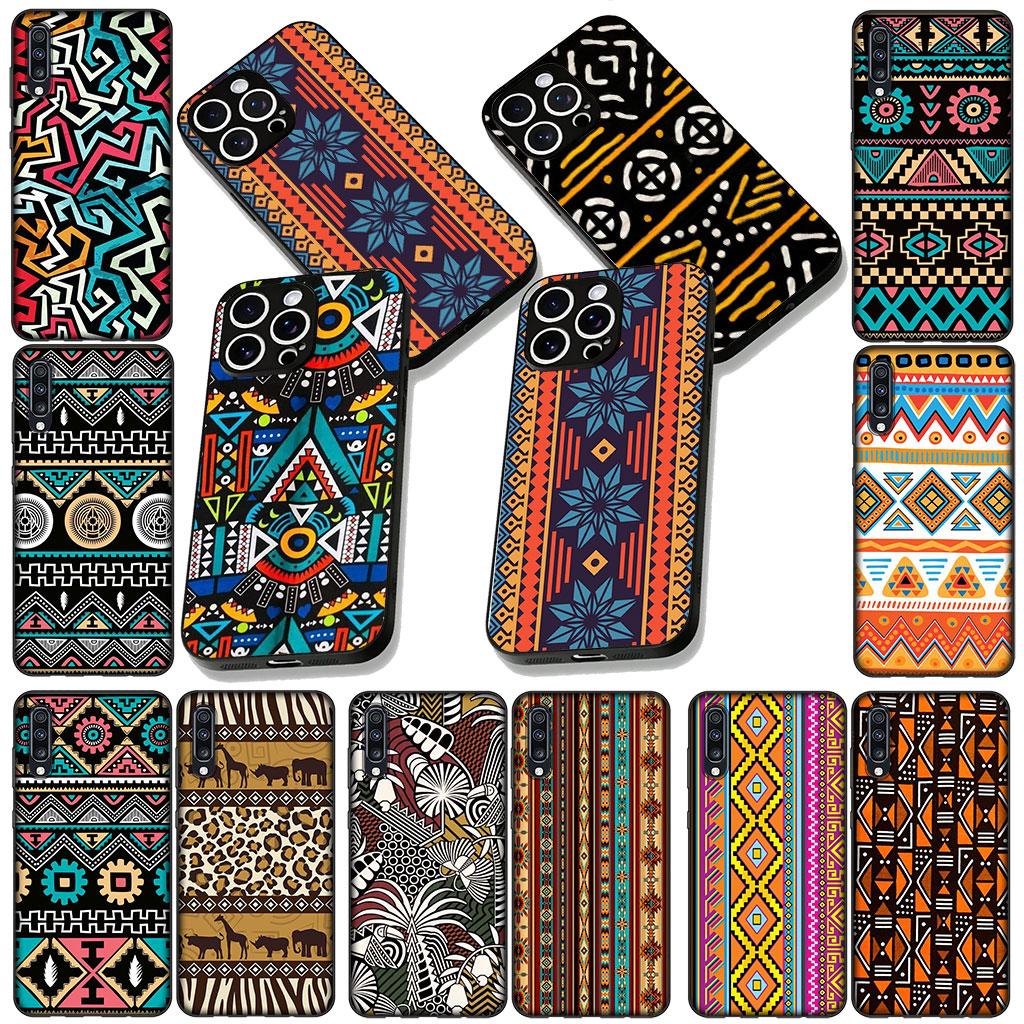 Design African Wax Print Phone Cover for Samsung Galaxy A05 A06 A14 A50 A51 A52 A12 A13 A23 A70 A07 A25 A26 M53 A56 Soft Case