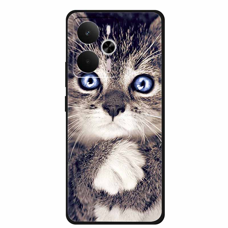 For Realme 14 5G Case Realme14 Coque 6.67" Black Silicone Soft TPU Phone Case For Realme 14 2025 Back Cover Case Shell Funda Cat