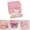 Hello Kitty Leopard Unicorn Melody Pattern Three Layer Drawer Style Storage Box For Desk Organization