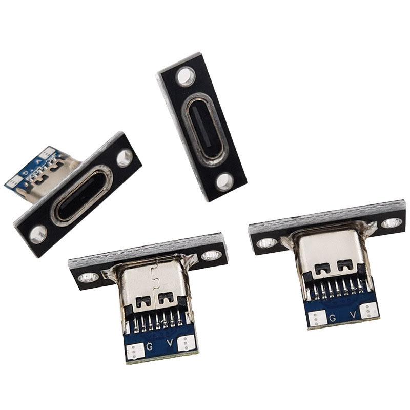 2p 4p Type-C USB Jack 3.1 Type-C 2Pin 4Pin Female Connector Jack Charging Port USB 3.1 Type C Socket Fixing Plate