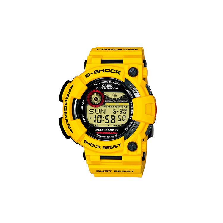 Casio G SHOCK Кварцевый механизм с питанием от света Ремешок из смолы Мужские часы Желтый циферблат GWF-T1030E-9