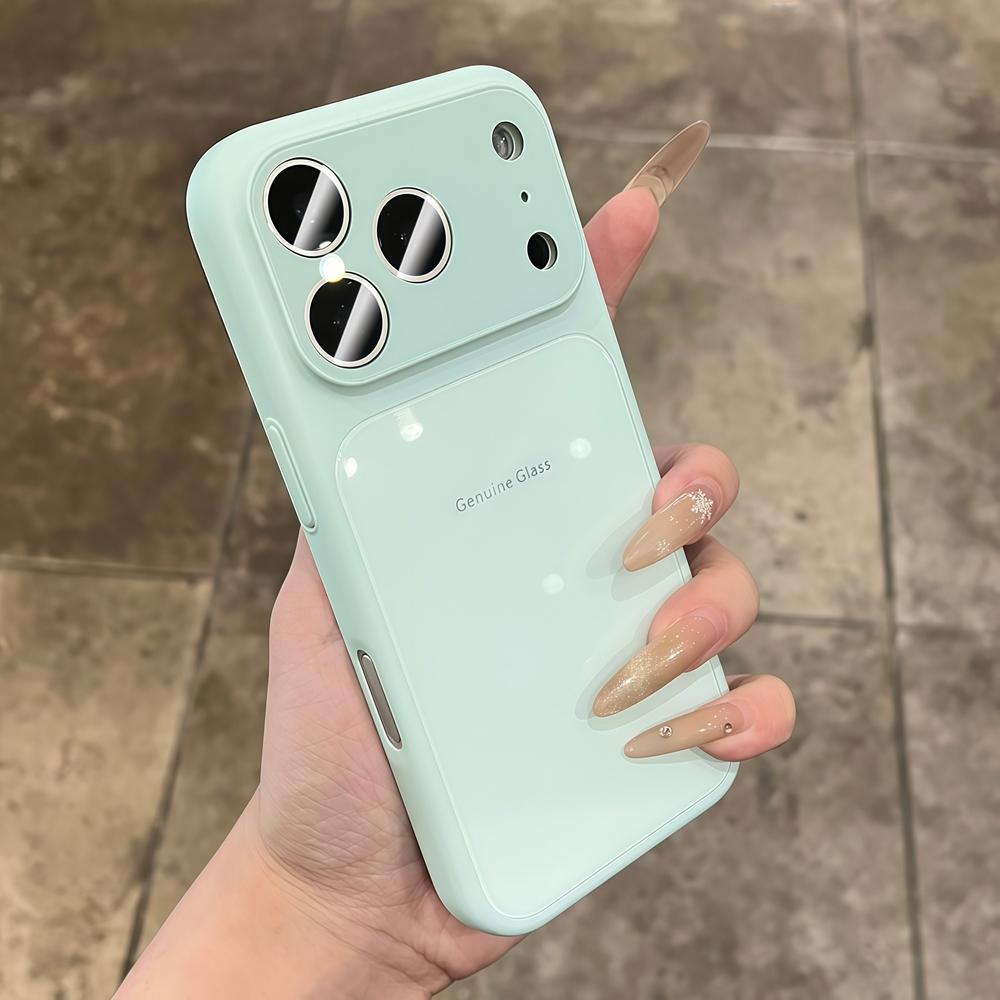 Оригинальный глянцевый ударопрочный чехол из стекла для iPhone 17 16 15 14 13 12 11 Pro Max Plus Макаронный конфетный цветной чехол для iPhone Air