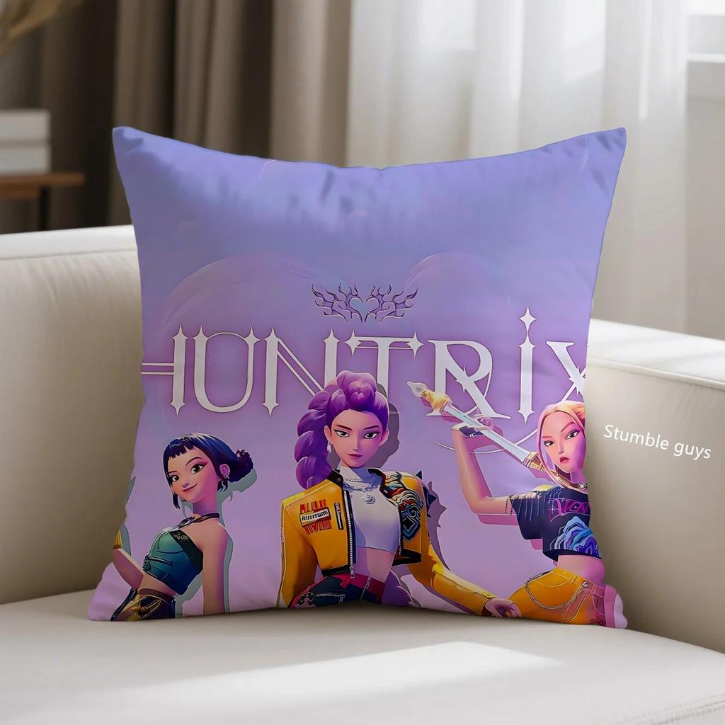 Kpop Cushion Cover Demon Hunters Anime Sofa Pillowcase For Fans